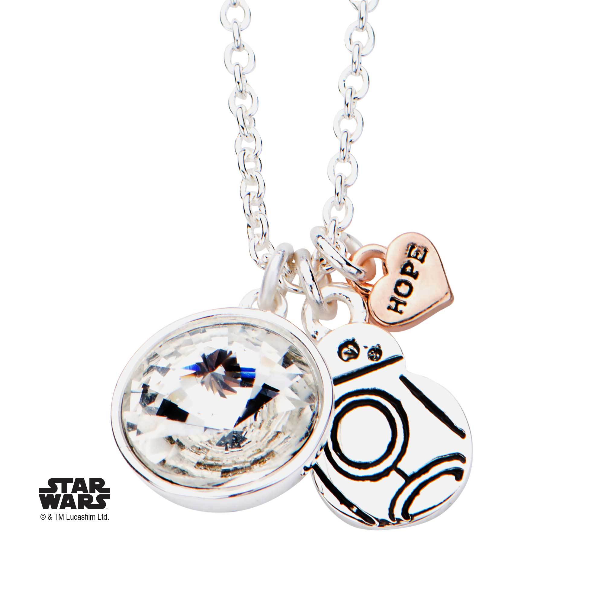 Star Wars Episode 7 BB - 8 with Clear Gem Pendant Necklace - Jewelry Brands Shop