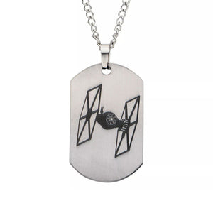 Star Wars Episode 7 Tie Fighter Laser Etched Dog Tag Pendant Necklace - Jewelry Brands Shop