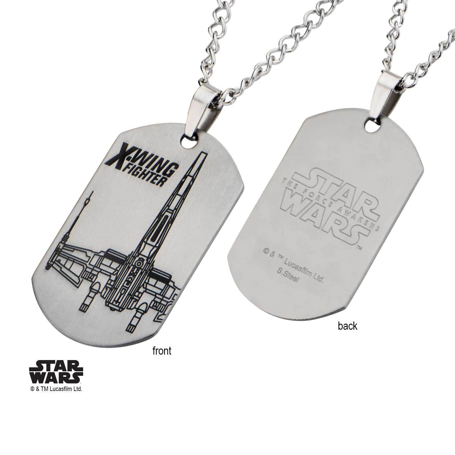 Star Wars Episode 7 X - Wing Fighter Laser Etched Dog Tag Pendant Necklace - Jewelry Brands Shop