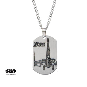 Star Wars Episode 7 X - Wing Fighter Laser Etched Dog Tag Pendant Necklace - Jewelry Brands Shop