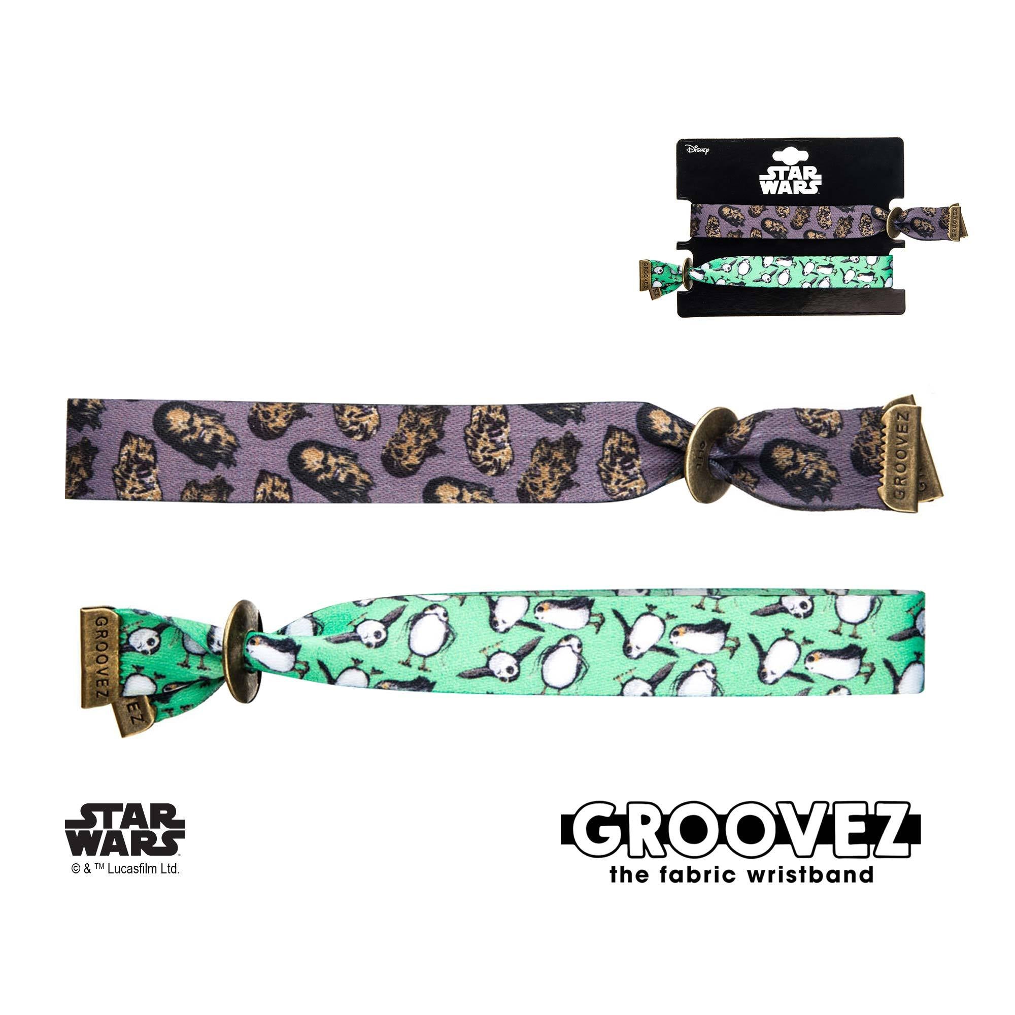 Star Wars Episode 8 Chewbacca and Porg Grooves (tm) Fabric Bracelet Set - Jewelry Brands Shop