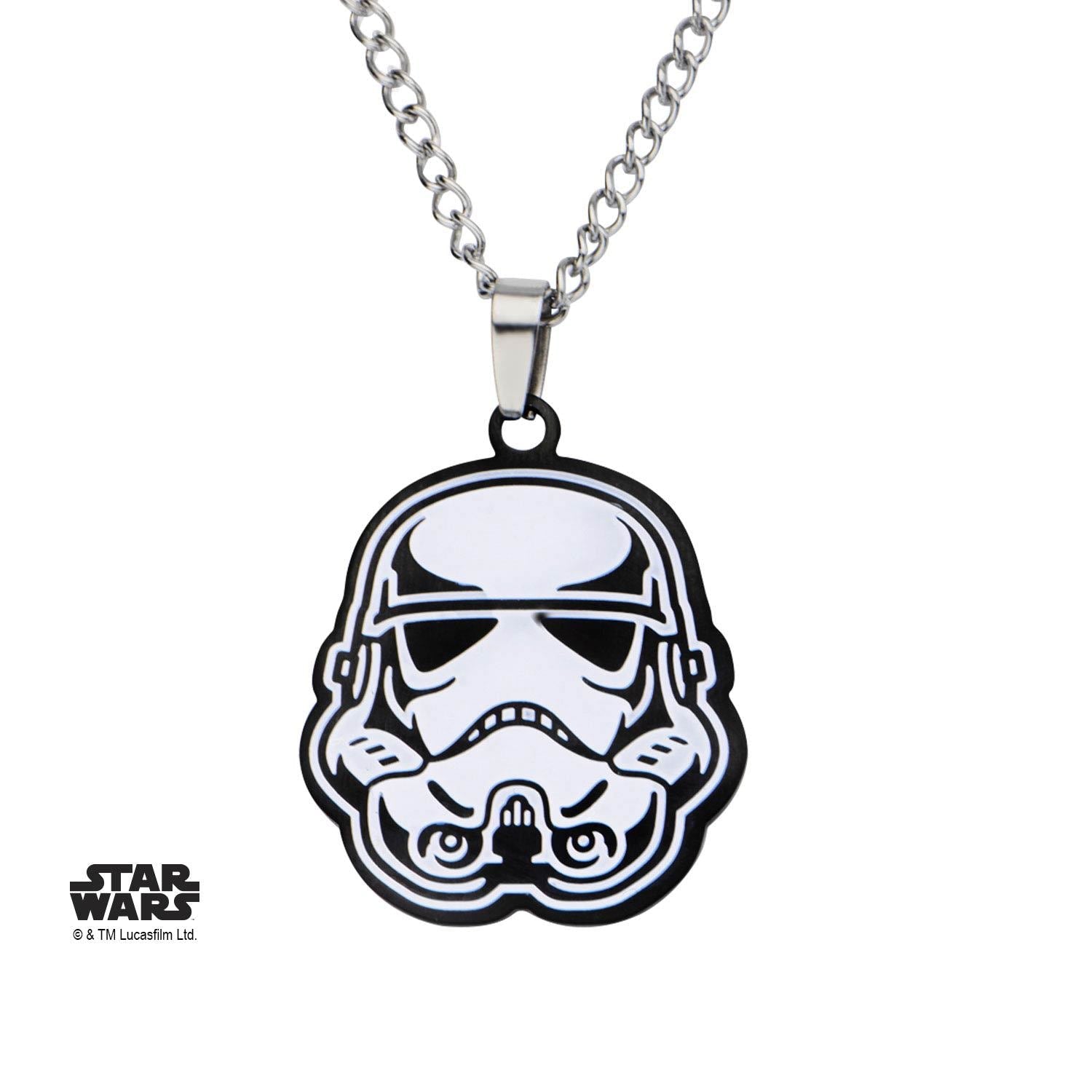 Star Wars Etched Stormtrooper Enamel Pendant Necklace - Jewelry Brands Shop