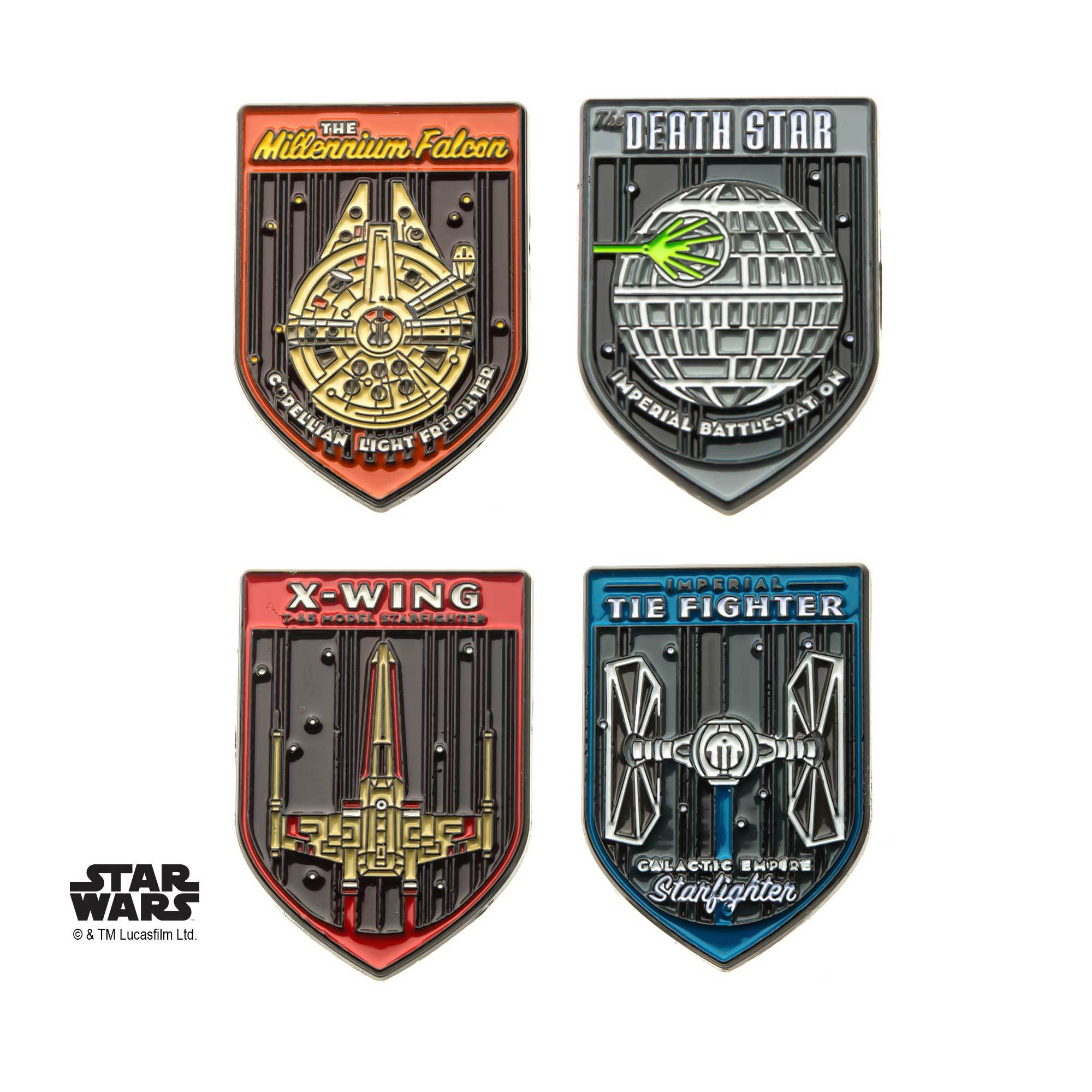 Star Wars Fighters Space Ships Base Metal Pin Set (4 piece) - Jewelry Brands Shop