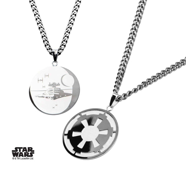 Star Wars Galactic Empire and Death Star Etched Small Pendant
