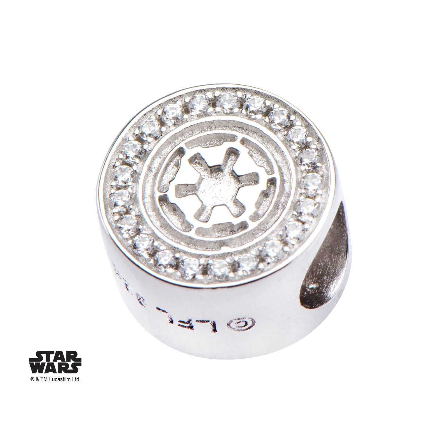 Star Wars Galactic Empire Symbol with Clear CZ Bead Charm - Jewelry Brands Shop