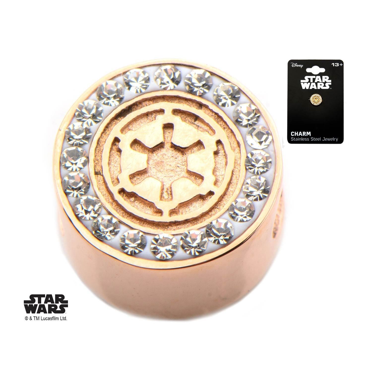 Star Wars Galactic Empire Symbol with Clear CZ Bead Charm - Jewelry Brands Shop