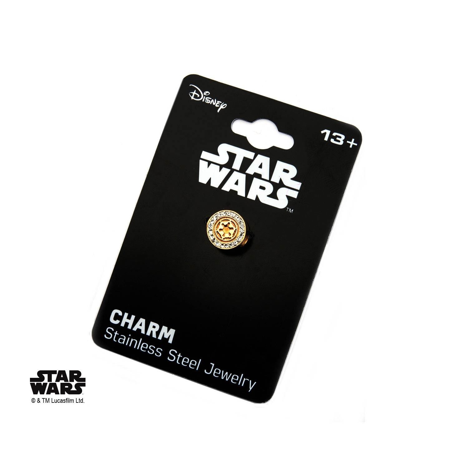 Star Wars Galactic Empire Symbol with Clear CZ Bead Charm - Jewelry Brands Shop