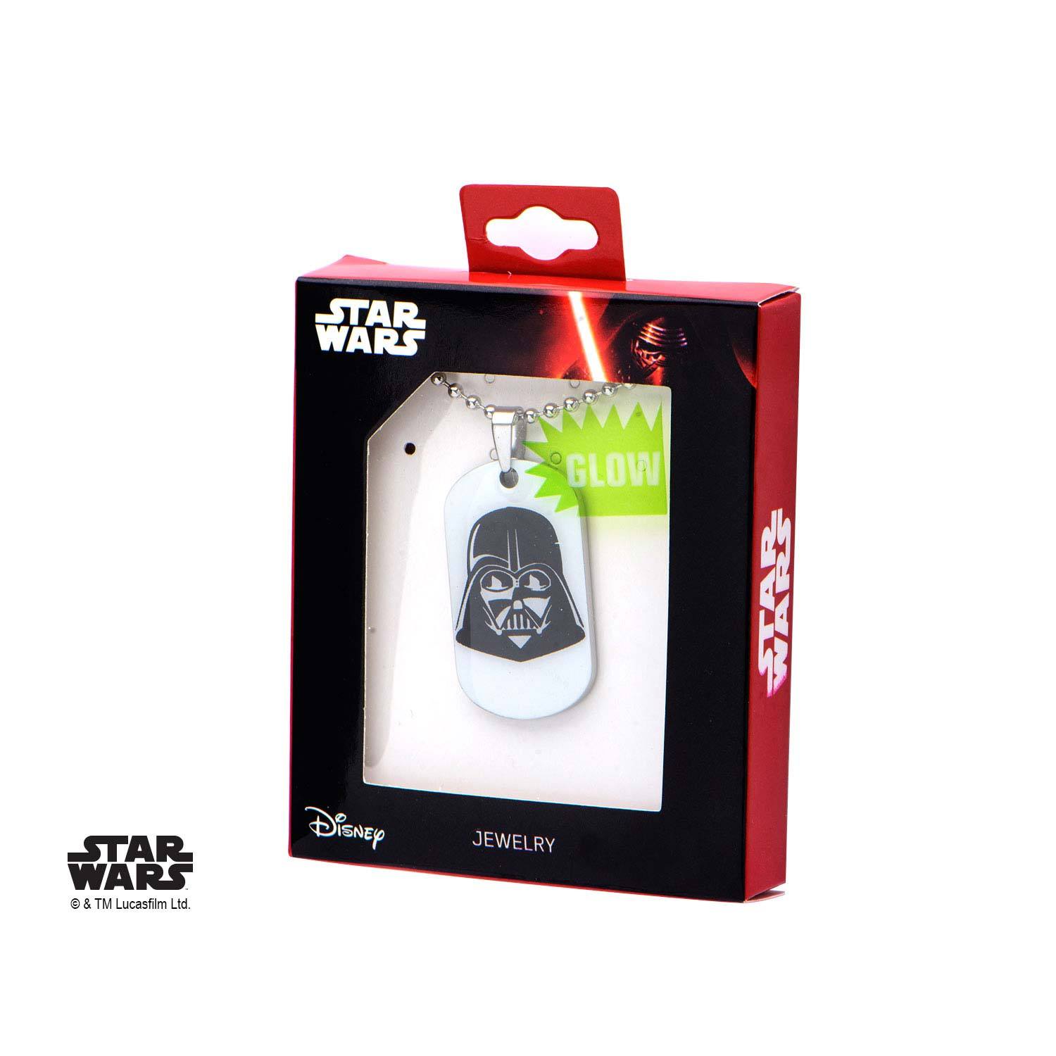 Star Wars Glow in the Dark Darth Vader Dog Tag Pendant Necklace - Jewelry Brands Shop