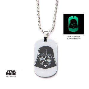 Star Wars Glow in the Dark Darth Vader Dog Tag Pendant Necklace - Jewelry Brands Shop