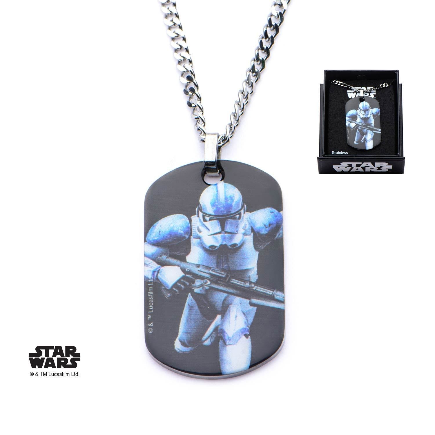 Star Wars Graphic Stormtrooper Dog Tag Pendant Necklace - Jewelry Brands Shop