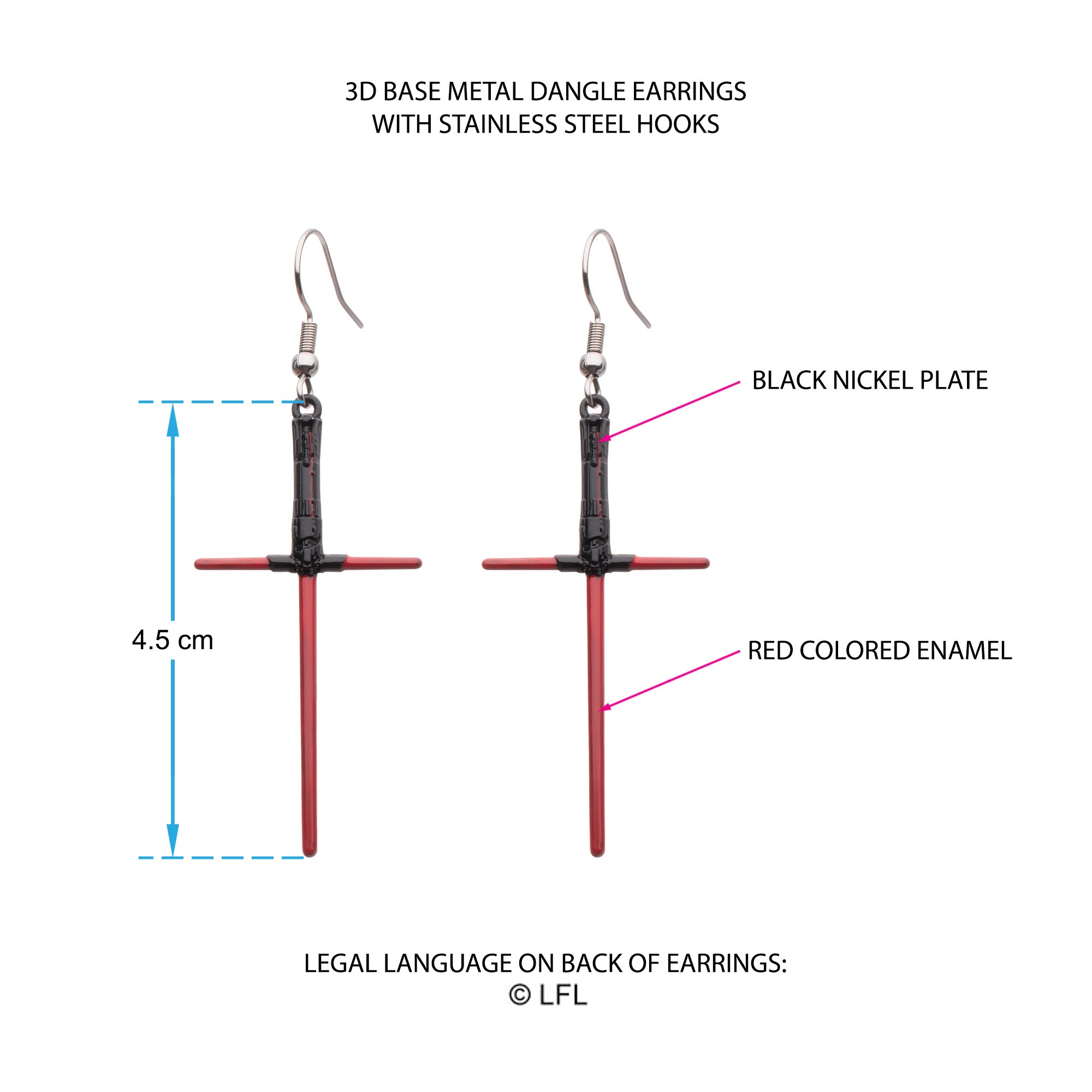 Star Wars Kylo Ren Lightsaber Drop Earrings - Jewelry Brands Shop