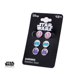 Star Wars Logo, Darth Vader and Stormtrooper Tween Stud Earrings Set - Jewelry Brands Shop