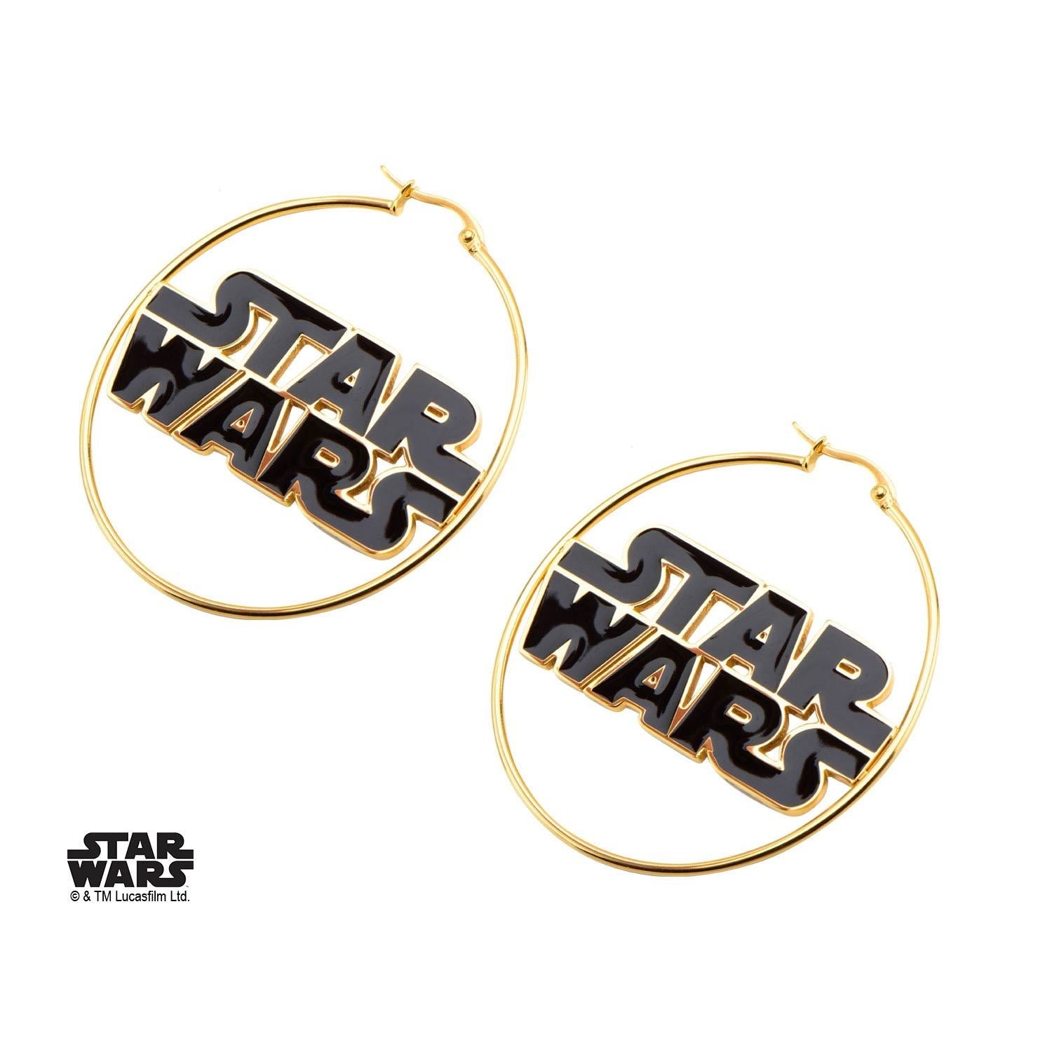 Star Wars Logo Gold Plated Hoop Earrings - Jewelry Brands Shop