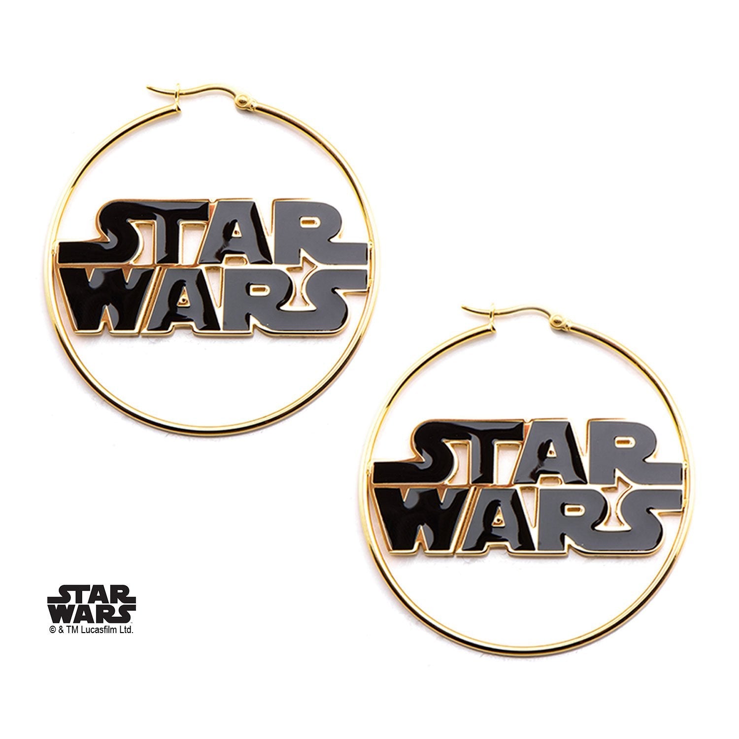 Star Wars Logo Gold Plated Hoop Earrings - Jewelry Brands Shop