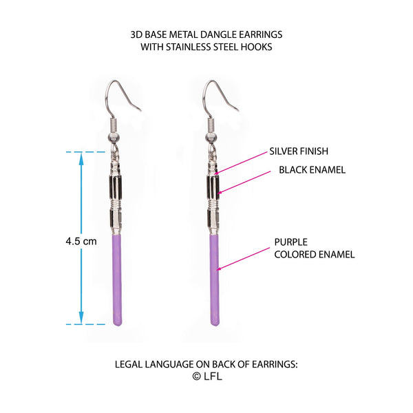 Star Wars Mace Windu Lightsaber Drop Earrings