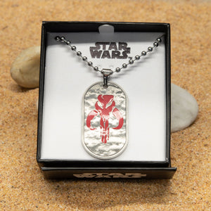 Star Wars Mandalorian Symbol Mythosaur Skull Dog Tag Pendant Necklace - Jewelry Brands Shop