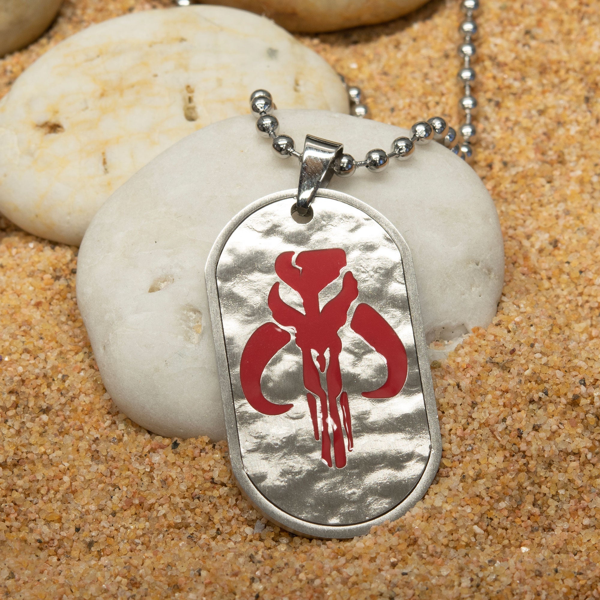 Star Wars Mandalorian Symbol Mythosaur Skull Dog Tag Pendant Necklace - Jewelry Brands Shop