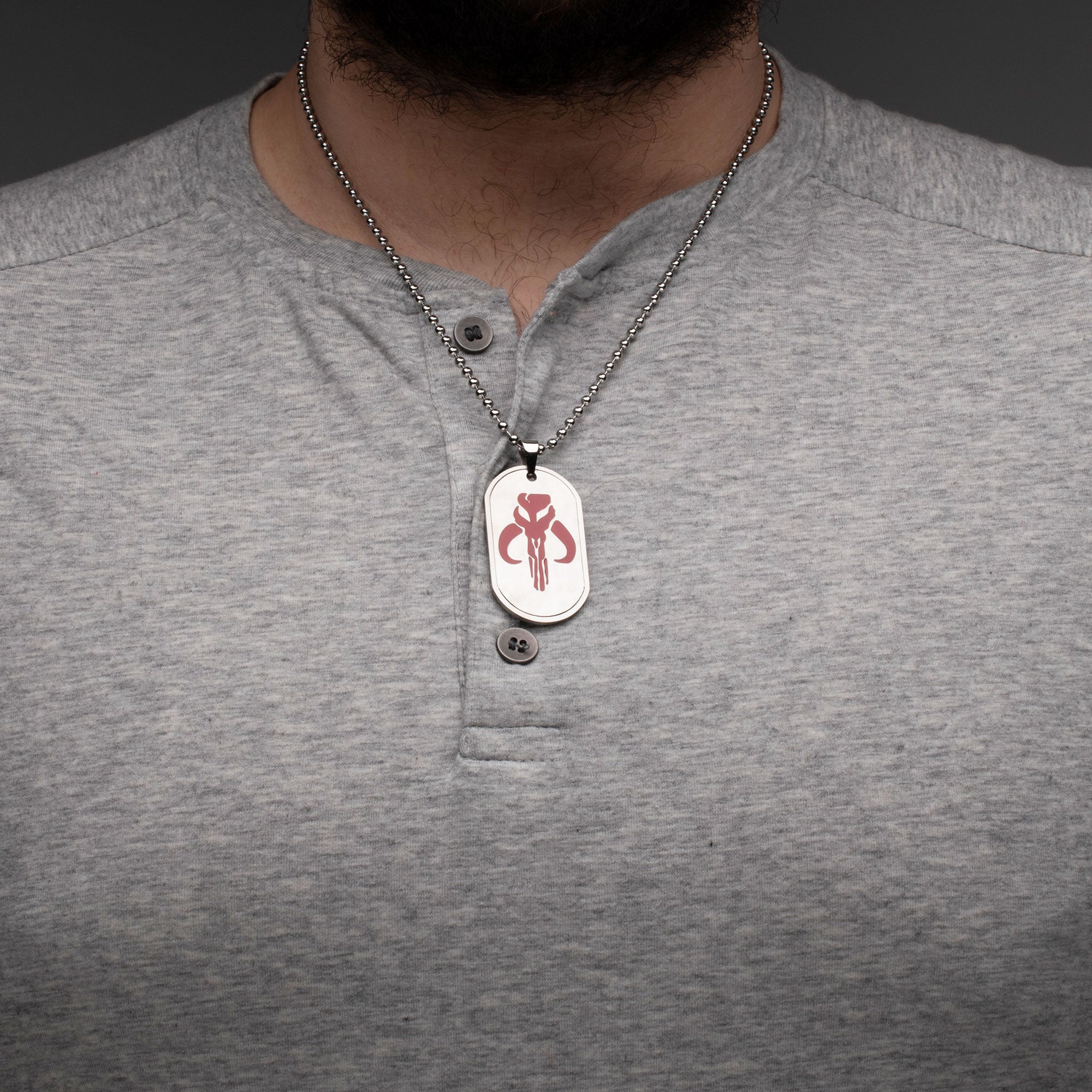 Star Wars Mandalorian Symbol Mythosaur Skull Dog Tag Pendant Necklace - Jewelry Brands Shop