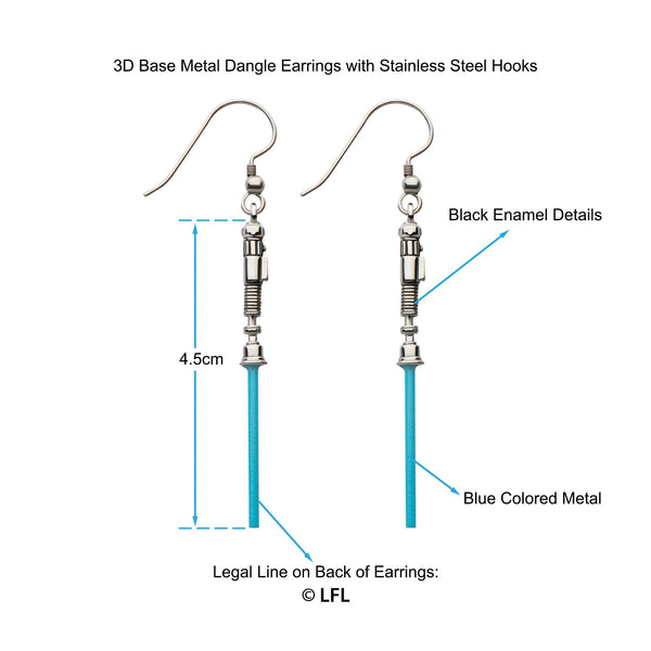 Star Wars Obi-Wan 3D Lightsaber Base Metal Dangle Earrings