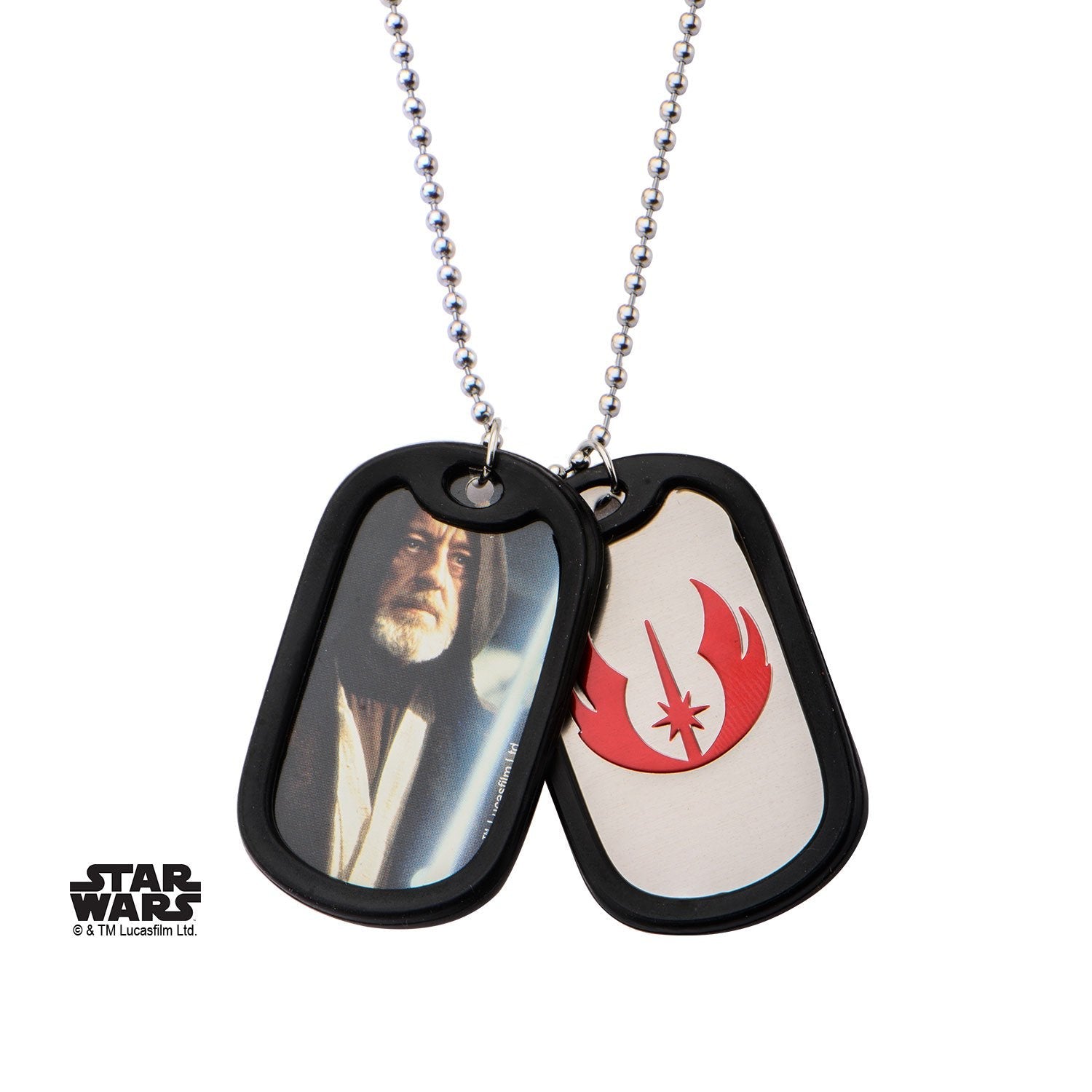 Star Wars Obi - Wan Kenobi & Jedi Rubber Silencer Double Dog Tag Pendant Necklace - Jewelry Brands Shop