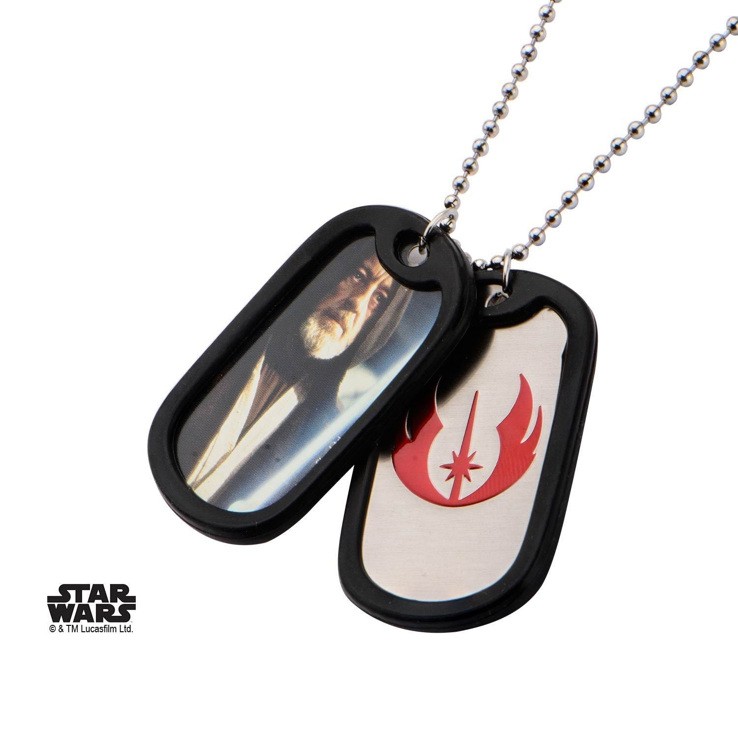 Star Wars Obi - Wan Kenobi & Jedi Rubber Silencer Double Dog Tag Pendant Necklace - Jewelry Brands Shop