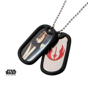 Star Wars Obi - Wan Kenobi & Jedi Rubber Silencer Double Dog Tag Pendant Necklace - Jewelry Brands Shop