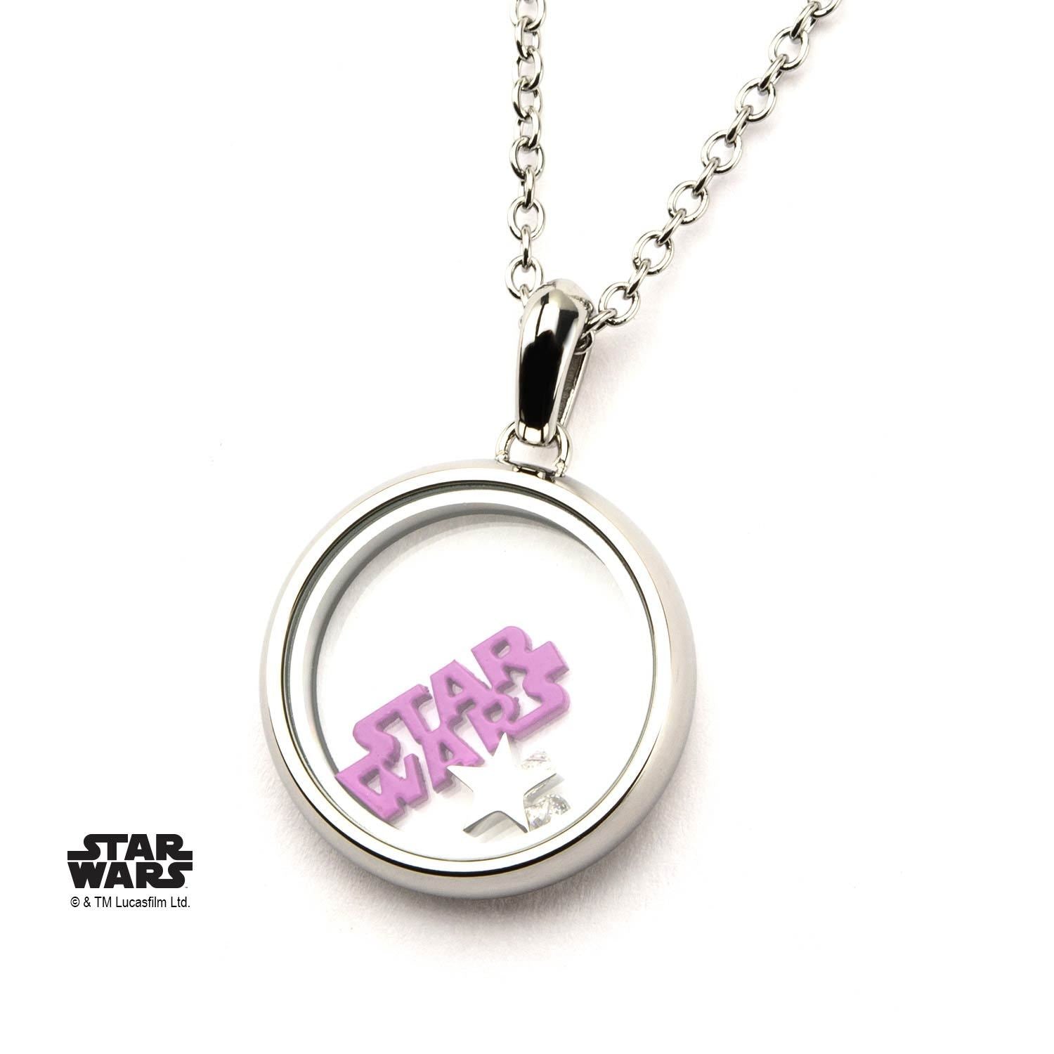 Star Wars Pink Glitter Logo Beads Pendant Necklace - Jewelry Brands Shop