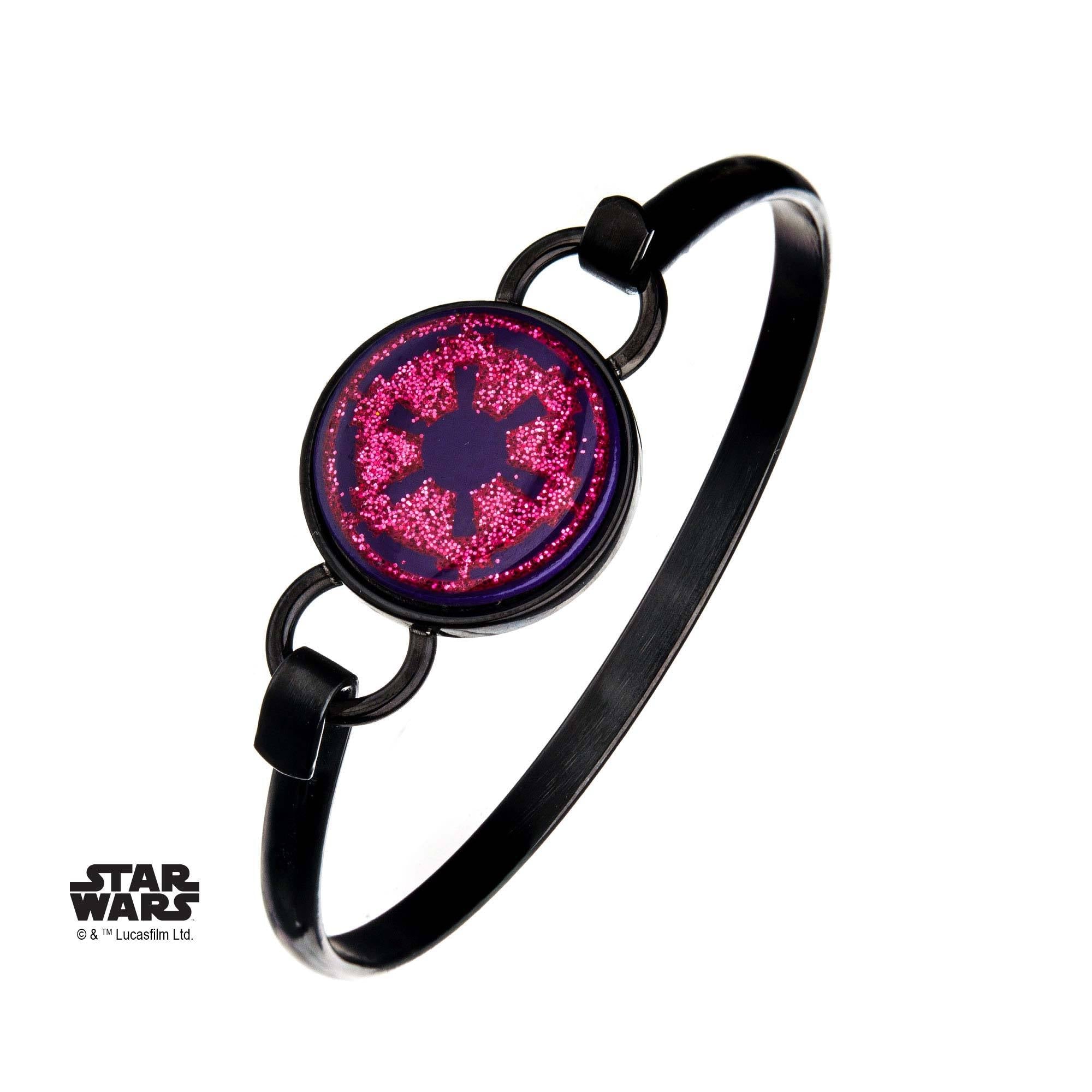 Star Wars Pink Imperial Symbol on Black Plated Bangle Bracelet - Jewelry Brands Shop