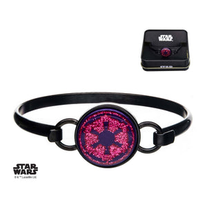 Star Wars Pink Imperial Symbol on Black Plated Bangle Bracelet - Jewelry Brands Shop