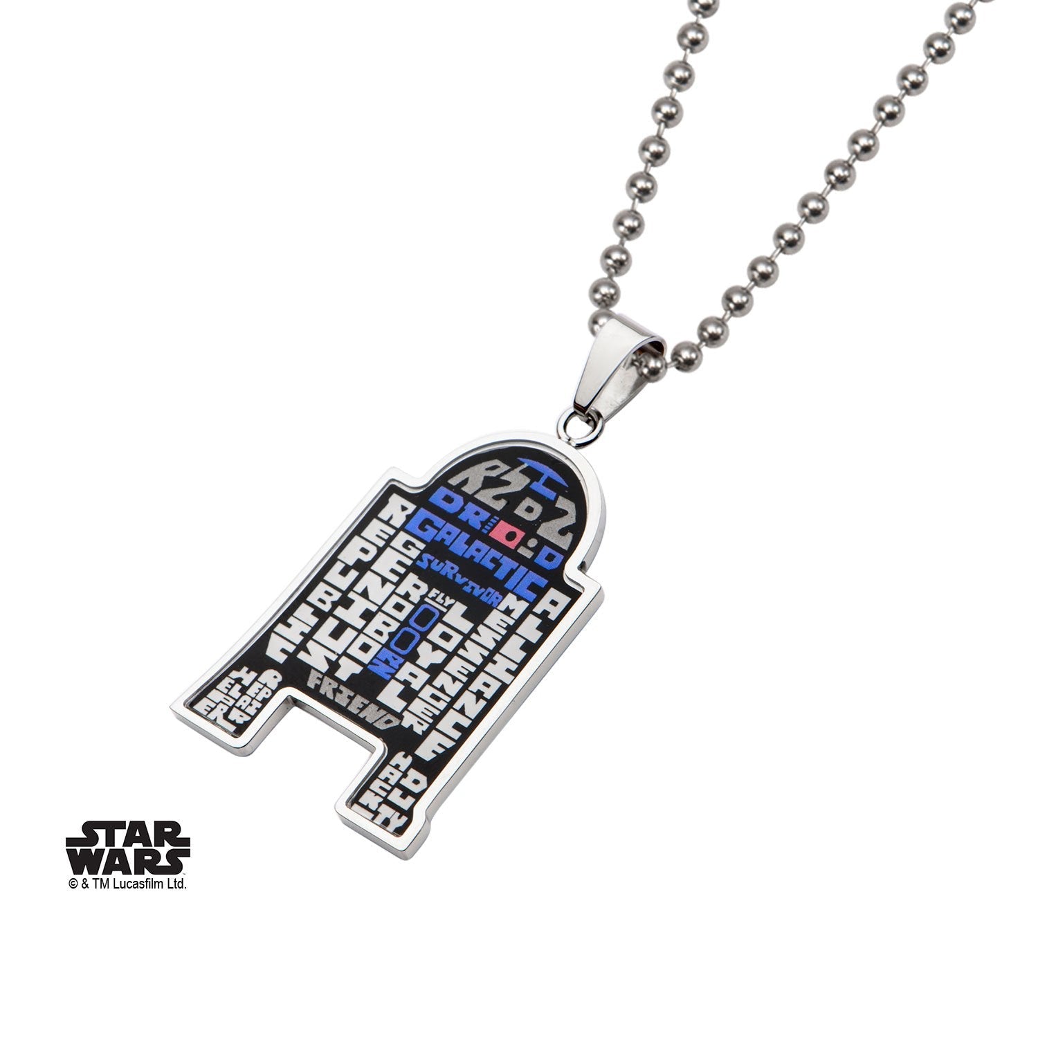 Star Wars R2 - D2 Enamel Typography Art Pendant Necklace - Jewelry Brands Shop