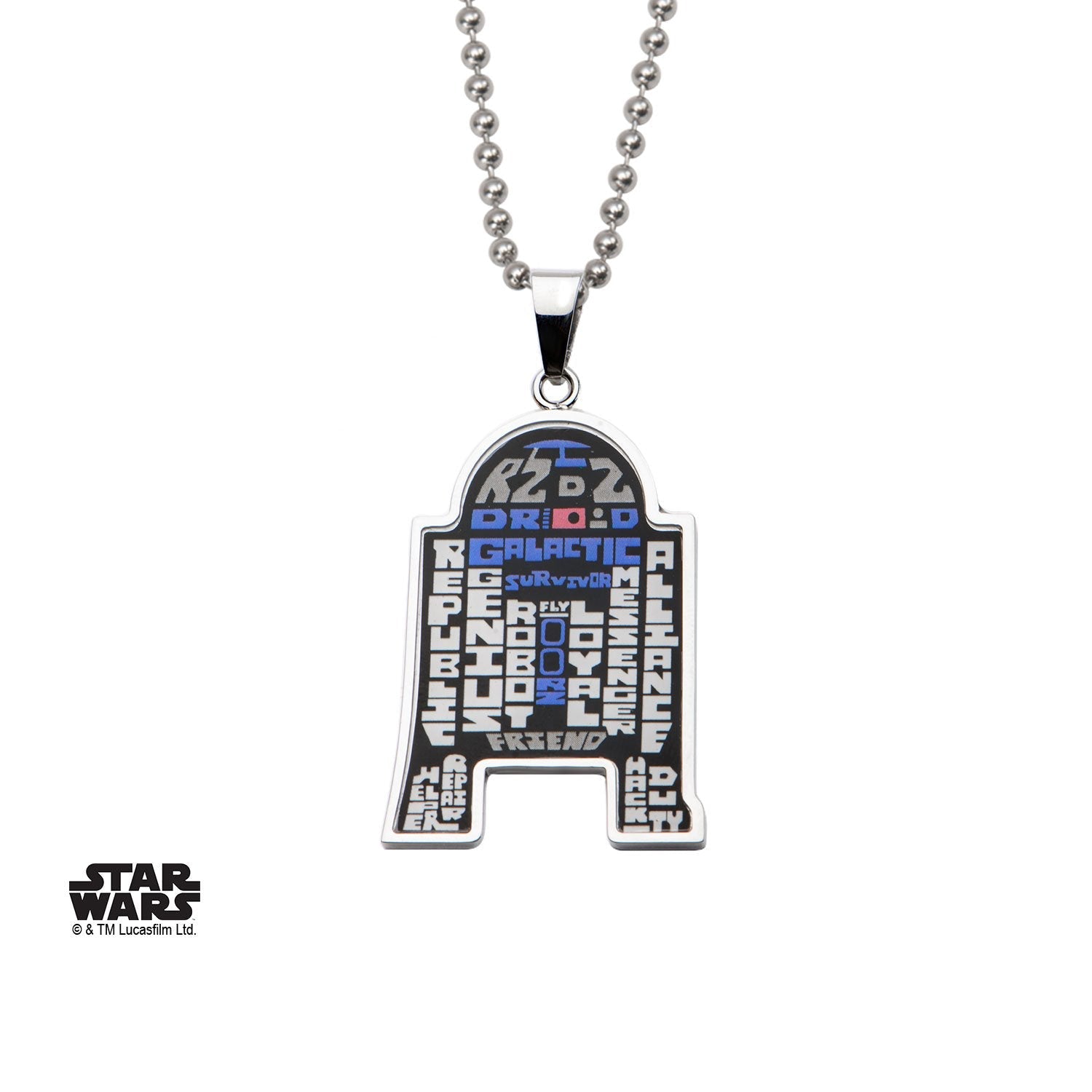 Star Wars R2 - D2 Enamel Typography Art Pendant Necklace - Jewelry Brands Shop