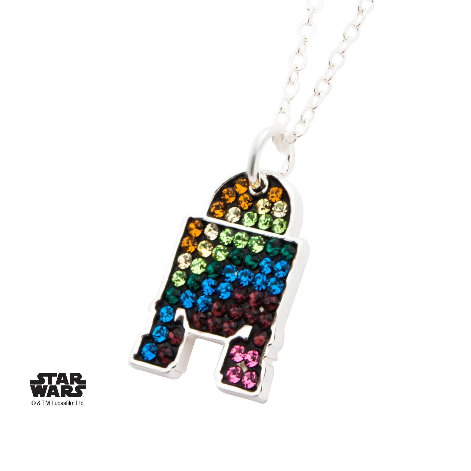 Star Wars R2 - D2 with Rainbow Gem Pendant Necklace - Jewelry Brands Shop