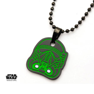 Star Wars Rogue One Death Trooper Glow in the Dark Enamel Pendant Necklace - Jewelry Brands Shop