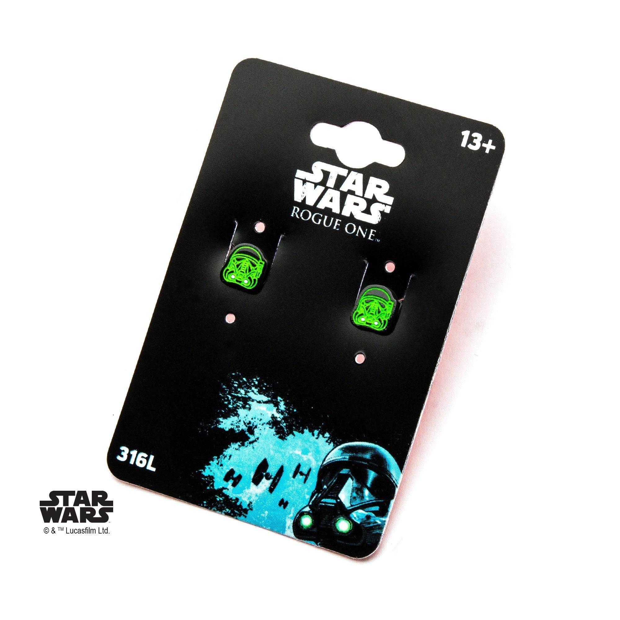 Star Wars Rogue One Death Trooper Glow - in - the - Dark Stud Earrings - Jewelry Brands Shop