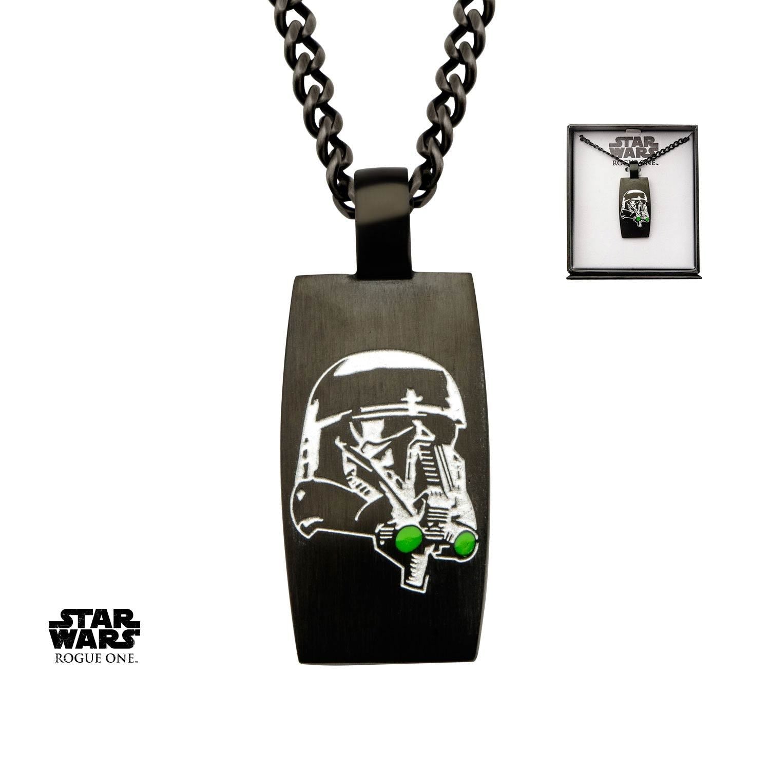 Star Wars Rogue One Stormtrooper & Death Trooper Green Enamel Dog Tag Pendant Necklace - Jewelry Brands Shop