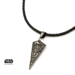 Star Wars Star Destroyer Pendant with Black Leather Chain - Jewelry Brands Shop