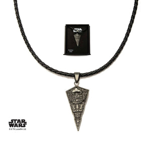 Star Wars Star Destroyer Pendant with Black Leather Chain - Jewelry Brands Shop