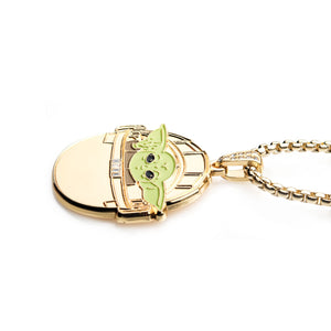 Star Wars: The Mandalorian Grogu (AKA: Baby Yoda/ The Child) Gold Plated Pendant Necklace - Jewelry Brands Shop