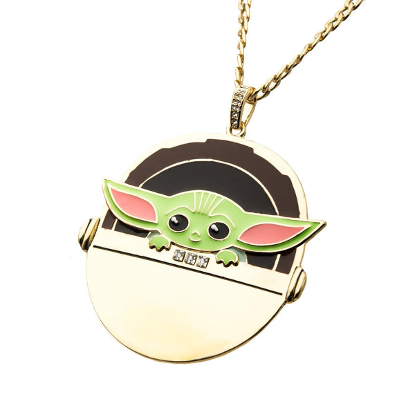 Star Wars: The Mandalorian Grogu (AKA: Baby Yoda/ The Child) Gold Plated Pendant Necklace