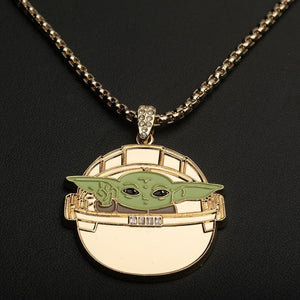 Star Wars: The Mandalorian Grogu (AKA: Baby Yoda/ The Child) Gold Plated Pendant Necklace - Jewelry Brands Shop