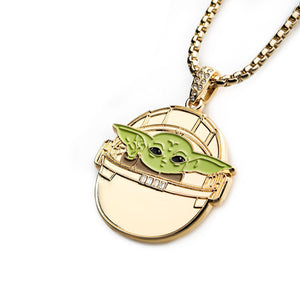 Star Wars: The Mandalorian Grogu (AKA: Baby Yoda/ The Child) Gold Plated Pendant Necklace - Jewelry Brands Shop