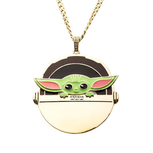 Star Wars: The Mandalorian Grogu (AKA: Baby Yoda/ The Child) Gold Plated Pendant Necklace - Jewelry Brands Shop