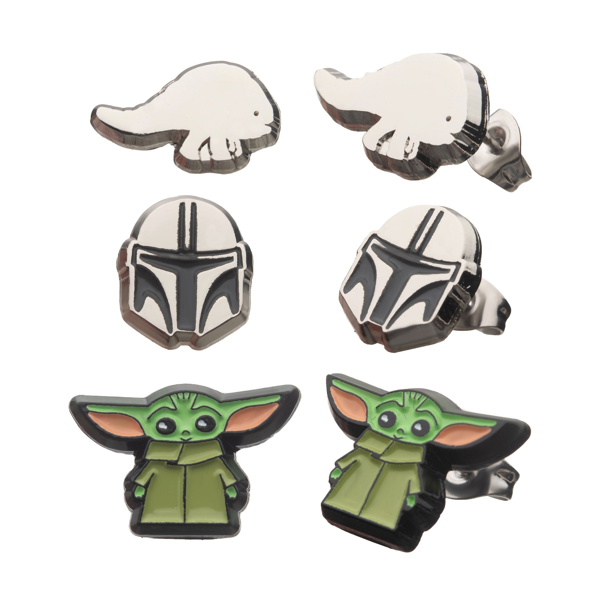 Star Wars: The Mandalorian Grogu (AKA: Baby Yoda/ The Child) Mando Helmet & Blurrg Earring Set - Jewelry Brands Shop