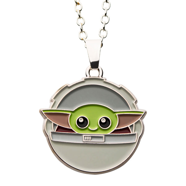 Star Wars: The Mandalorian Grogu (AKA: Baby Yoda/ The Child) Silver Plated Pendant Necklace