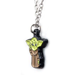 Star Wars: The Mandalorian Grogu (AKA: Baby Yoda/ The Child) Using The Force Enamel Necklace - Jewelry Brands Shop