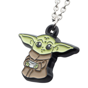 Star Wars: The Mandalorian Grogu (AKA: Baby Yoda/ The Child) with Cup Pendant Necklace - Jewelry Brands Shop