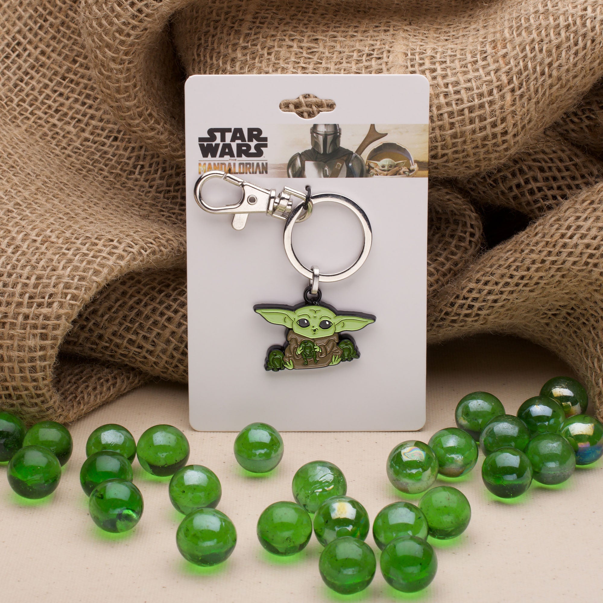 Star Wars: The Mandalorian Grogu (AKA: Baby Yoda/ The Child) with frogs Keychain - Jewelry Brands Shop