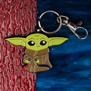 Star Wars: The Mandalorian Grogu (AKA: Baby Yoda/ The Child) with Wires Keychain - Jewelry Brands Shop