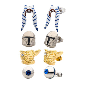 Star Wars The Mandalorian Stud Earrings Set. (4 pairs) - Jewelry Brands Shop