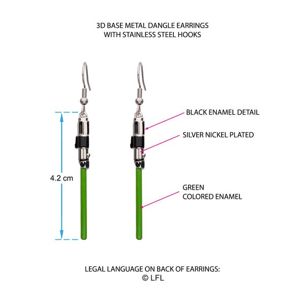 Star Wars Yoda Lightsaber Drop Earrings